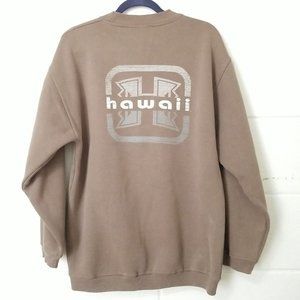 VTG U of HAWAII 2-Sided Graphic Logo Sweatshirt S Tan University of Hawaii